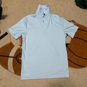 Light Blue Striped Golf Polo